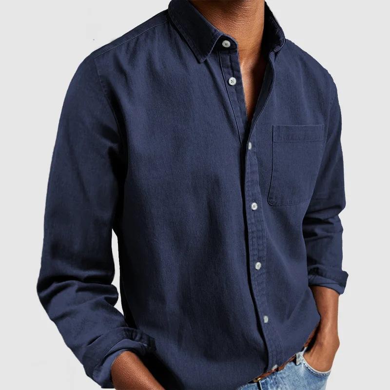 Product Introduction of 2024 Simple Men's Shirt New Long Sleeve Lapel Men's Shirt, Cashmere Material Skin-Friendly 7