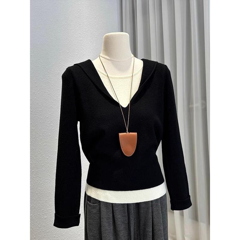 Áo Hoodie Sơ Mi De Lông Cừu, Thiết Kế Đẹp OOTD, Giả Hai Lớp, Dài Tay, Áo Cánh Nữ, Hàng Mới Về Mùa Thu, Ấm Áp, Có Thể Mặc Bên Trong Áo Cánh 3