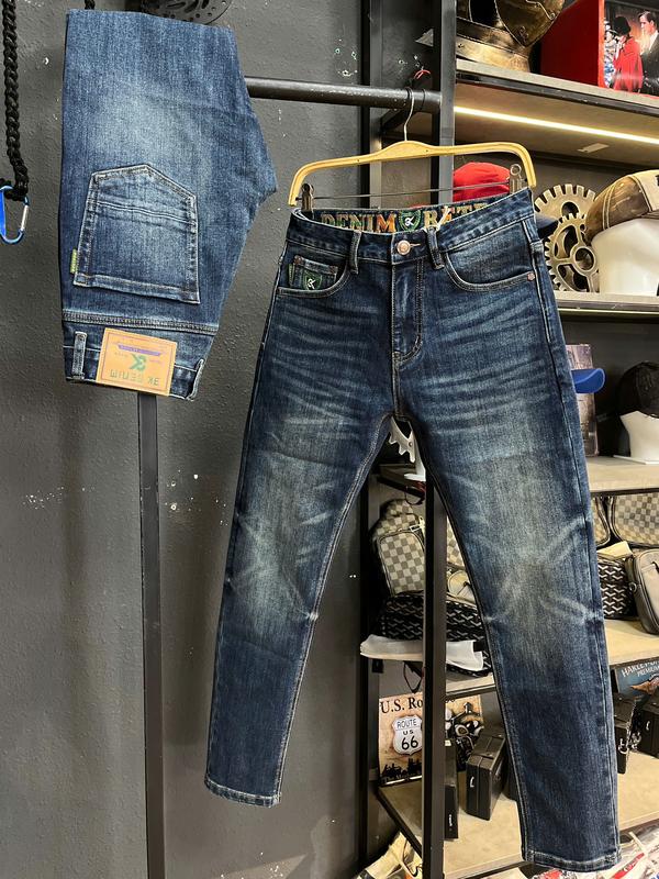[GIÁ MỞ BÁN] [3K DENIM Jean Denim Guangzhou-2235] Quần Jean Nam Dài Màu Xanh Đậm Was Thêu Chữ Lưng Cam J3767 K3 STORE