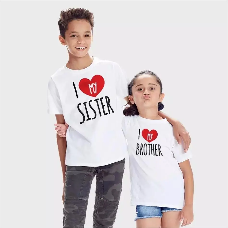 Sisters Short Sleeve Kids Matching T-shirt Boys Girls Summer Short Sleeve Casual Children Family Pack T-shirt