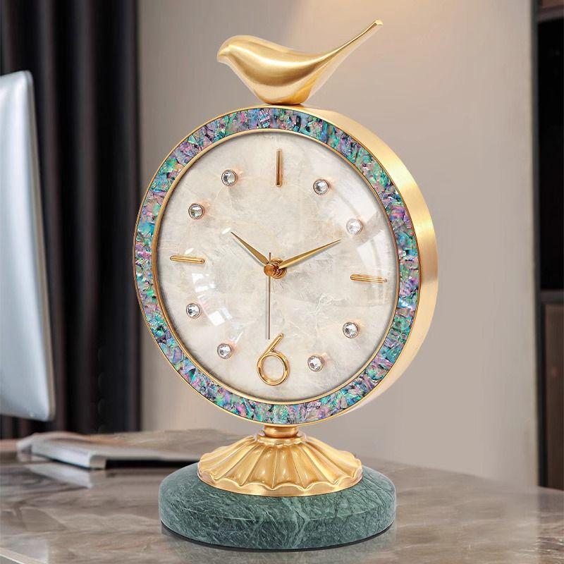 High-Grade Brass Shell Swing Desktop Clock Desk Clock Living Room Light ...