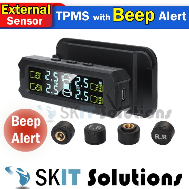 Product Introduction of 【SKIT】Car TPMS Tire Pressure Monitoring System And Time Display w/ Mounting Bracket, TPMS External Sensor, TPMS Internal Sensor, English Voice/Beep Alert,  TPMS Tyre Pressure Monitoring System, TPMS For Car Solar, Tire Pressure Gauge, Tire Pressure Sensor 14