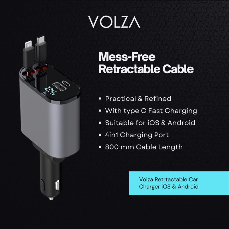 Product Introduction of Volza Retractable Charger (4in1) Kabel Fast Charging Cable Adaptor Aluminium Panjang iphone 16