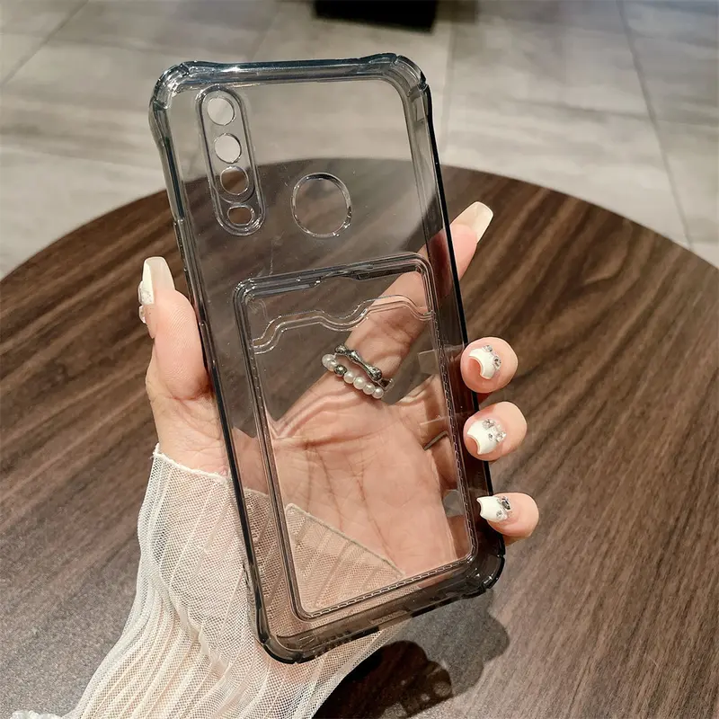 FOR ALL TYPE HP New! Transparent Card Slot Holder - Softcase Fullcover For Vivo Y17 Y12A Y12S Y20 Y20i Y20S Y21 2021 Y11 2019 Y12 Y12i Y15  Y21S Y33S T1X Y21T Y21A Y15S Y15A Y01 Y15C Y91C Y1S Y91 Y93 Y95 Y91i Y02 Y02T Y22 Y22s Y35 Y16 Y02s Y17S Y100 7