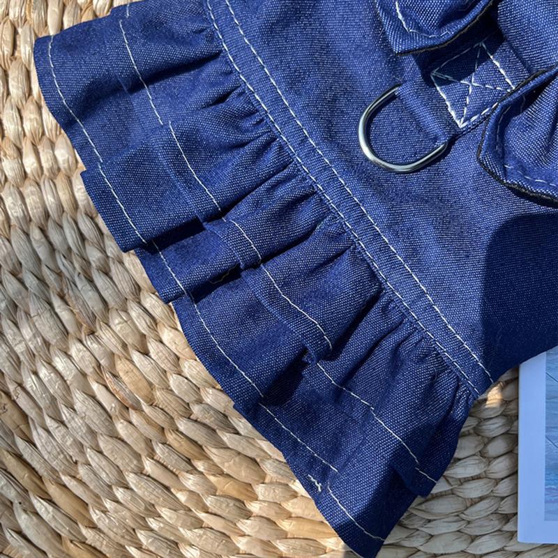 Kejixsa-Váy Denim Phong Cách Thú Cưng, Áo Vest Ngoài Trời, Quần Áo Không Tay Cho Chó Con, Quần Áo Bó Sát 4