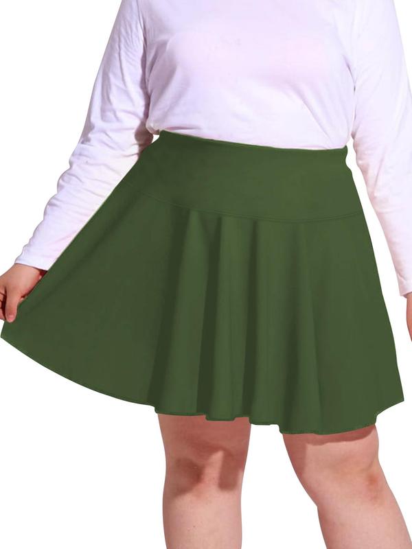 【Plus Size】 Solid High Waist Skort, Regular Fit Casual Comfort Minimalist Basic Pocket A Line Skirt for Daily Wear, Women's Bottoms for Summer, 2 in 1 Skirtswomen 2