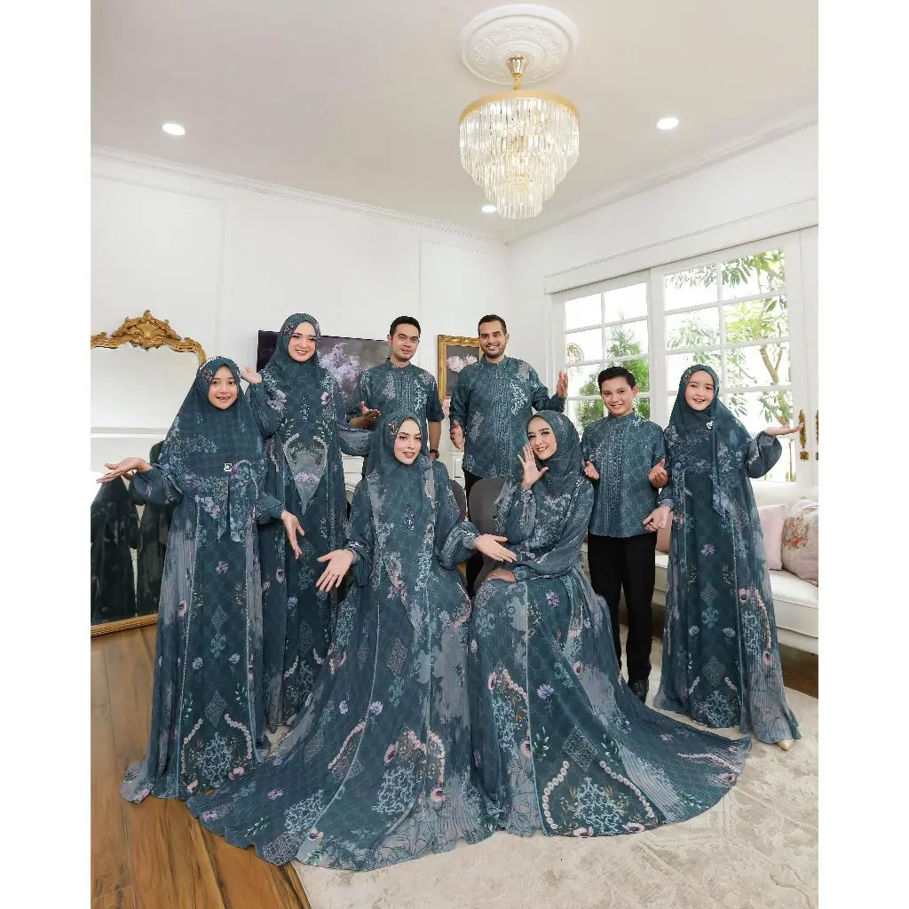 READY ORIGINAL Sarimbit Keluarga HAMEERA RAYA by Eldeena Syari -  Gamis Syar'i terbaru Lebaran REALPIC Muslim Baju Couple Wanita Ibu Pasangan