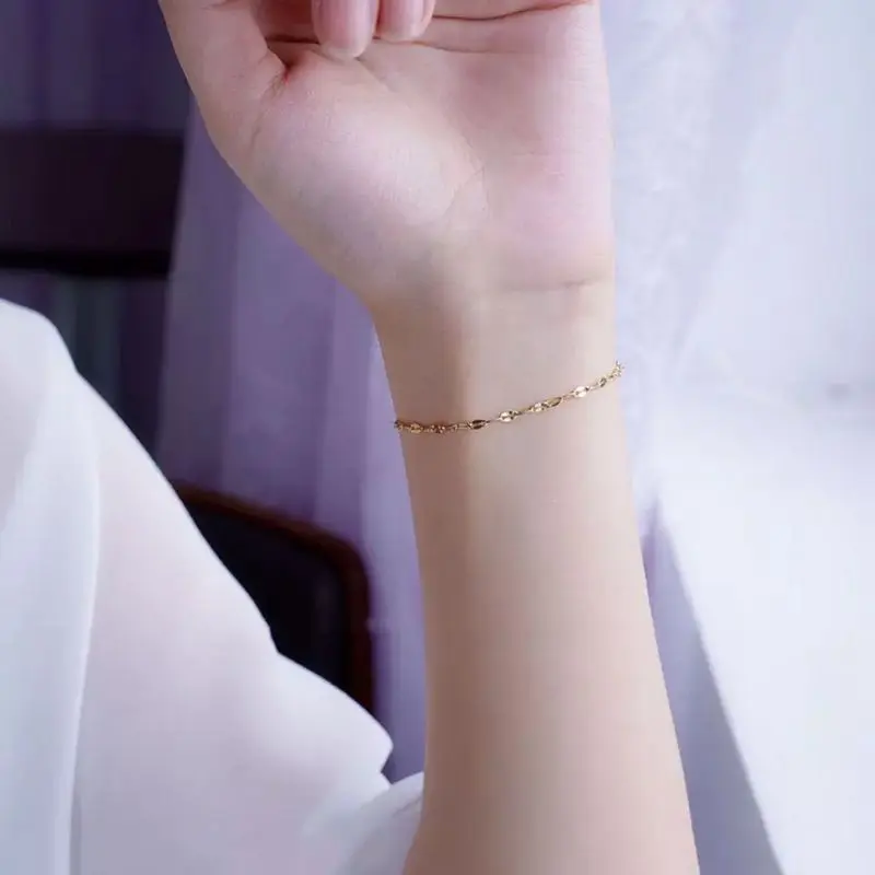 Lắc tay lắc chân inox kiểu lá me đơn giản sáng đẹp không đen 3
