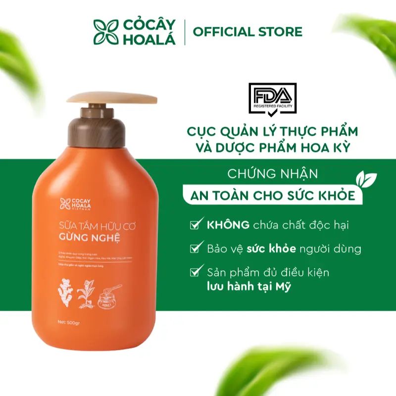 Sữa Tắm  Hữu Cơ Thảo Gừng Nghệ Cỏ Cây Hoa Lá Sữa Tắm Cho Bà Bầu Và Mẹ Sau Sinh Chai 500gr 4