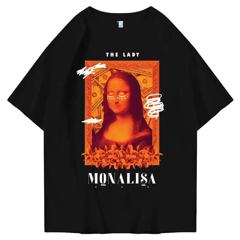 Hi VABA Oversized Monalisa Tshirt  | Kaos Streetwear Unisex Tee Combed Oversize Pria  Distro  Baju  Anime Panjang Jepang 0