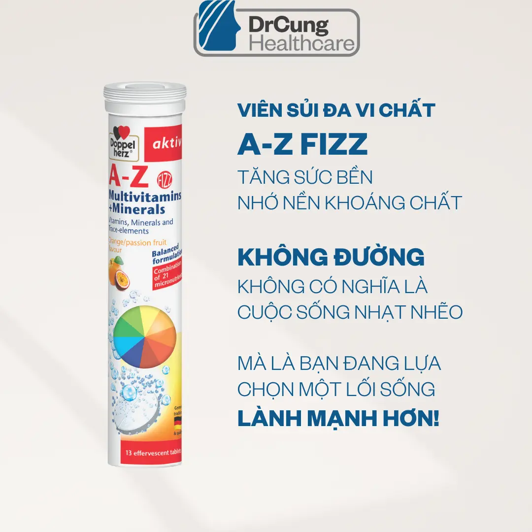 ID1 HSD 2027 Viên sủi Doppelherz A-Z Fizz 13 viên bổ sung vitamin và khoáng chất cho người lớn (DATE XA 2027)