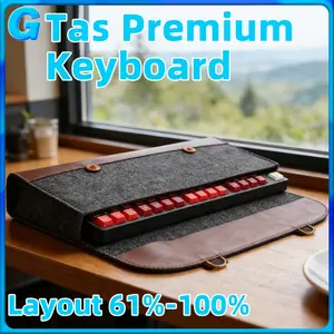 Tas Pelindung Keyboard Mekanis Premium Carry Case Warna Abu Tua Dalaman Bahan Kulit Kompatibel 60-68 84-87 98 104-108 Tombol Layout 61%-100% Anti Gores Anti Guncangan Anti Debu Bahan Tahan Lama Cocok untuk Perawatan Keyboard Mekanis Gamers dan Kantoran
