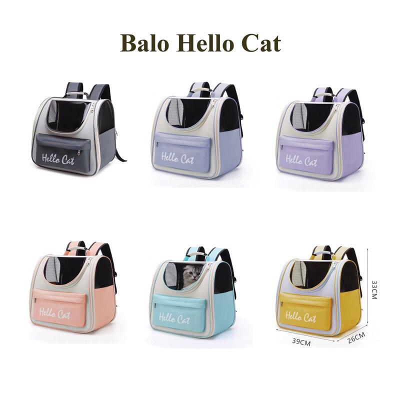 Balo cho mèo thú cưng size lớn Hello Cat mặt kính