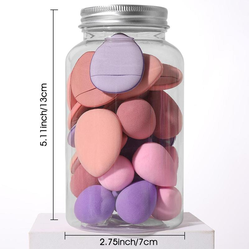 15pcs Mini Makeup Sponges & 15pcs Thumb Powder Puffes, Soft Makeup Puffs for Contour Blending & Facial Detailing, Versatile Face Makeup Tool Set with Storage Case 2