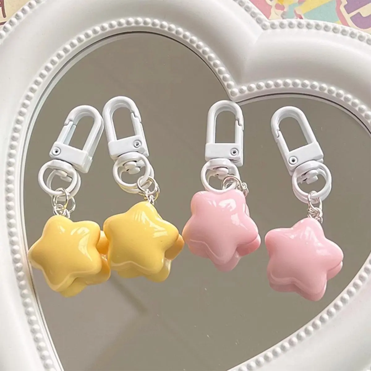 Pink Star Bag Pendant Star Keychain Girl Soft-Hearted And Cute Five-Pointed Star Pendant Student Best Friend Couple