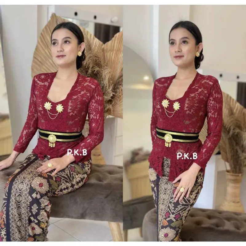 (TERLARIS KEBAYA) Kebaya brokat bali sofia strait kutubaru atasan kebaya lengan panjang tanpa kancing termurah dan terlaris 2