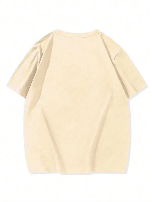 [Plus Size] Men's  Letter Embossed Drop Shoulder Tee, Casual Half Sleeve Round Neck T-shirt, Fashion Men's Summer Top for Daily Wear 8
