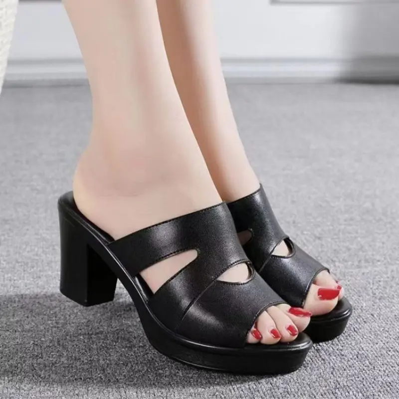 Dép nữ cao gót (có ảnh thật) Sandal 3 phân, 5 phân, 7 phân, 8 phân chất liệu bền đẹp mẫu khoét eo duyên dáng thoáng chân KH-11 DéP Shoes GiàY Nhung Jean 2
