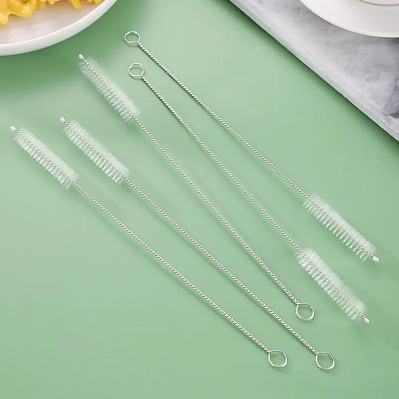 5pcs/set Stainless Steel Drinking Glass Cleaning Brush, Long & Thin Drinking Straw Brushes, Household Items, House Cleaning Tools, Cleaning Supplies 0