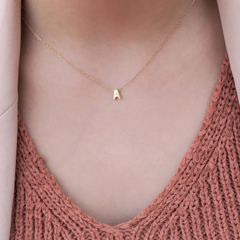 Kalung liontin huruf wanita /kalung inisial asli titanium 0