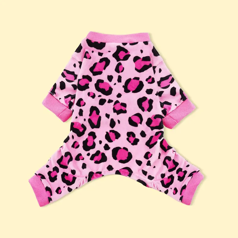 Leopard Print Dog Pajama, Fashionable Cozy Pet Clothes for Small Medium Large Dogs, Perfect Pet Clothes for Comfort and Style 3