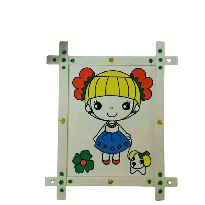 Tranh tô màu gỗ + kèm vĩ 6 màu + cọ (22x27cm), tranh gỗ tô màu nước, tranh tô màu cho bé Vẽ Tranh Diy 3
