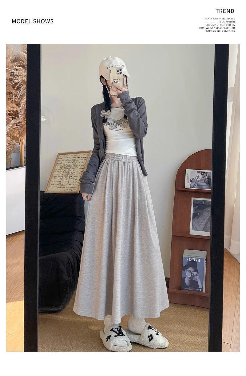 Product Introduction of Women's Skirt Autumn and Winter New A- line Skirt Small Elastic High Waist Drooping Skirt Design Slim Ins Fashion 19