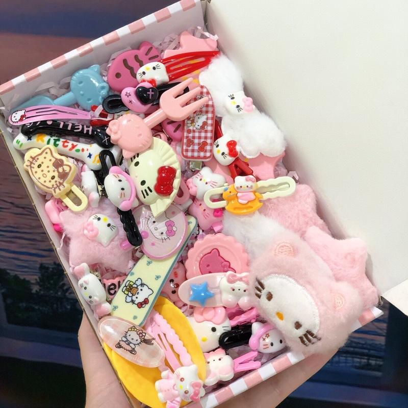 50 kẹp tóc Hello Kitty kèm hộp Hello Kitty - Set quà tặng cho bạn nữ siêu dễ thương |Moon Shop|