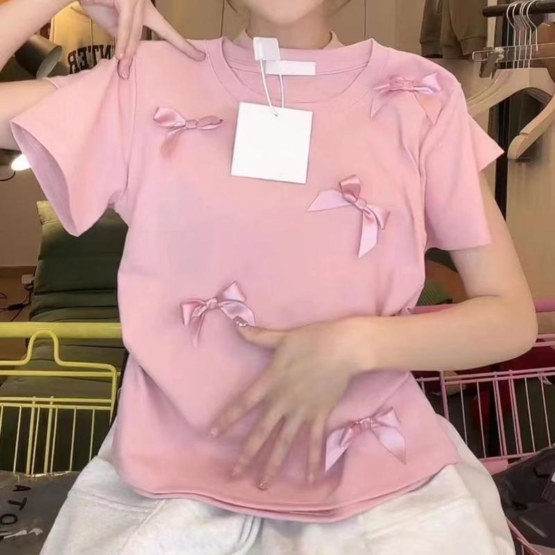 Baju-T Lengan Pendek Manis Ikatan bentuk rama-rama 3D, Comel dan ...