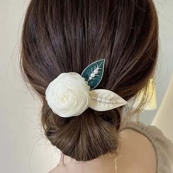 Phụ Kiện Tóc Hoa Hồng, Siêu Thanh Lịch, Kẹp Tóc Mùa Hè, Thiết Kế Mới, Kẹp Tóc Mũm Mĩm, Kẹp Tóc Càng Cua, Thích Hợp Cho Tóc Đuôi Ngựa Thanh Lịch, cài tóc, Kẹp Mùa Xuân Hoa Sau Đầu 5
