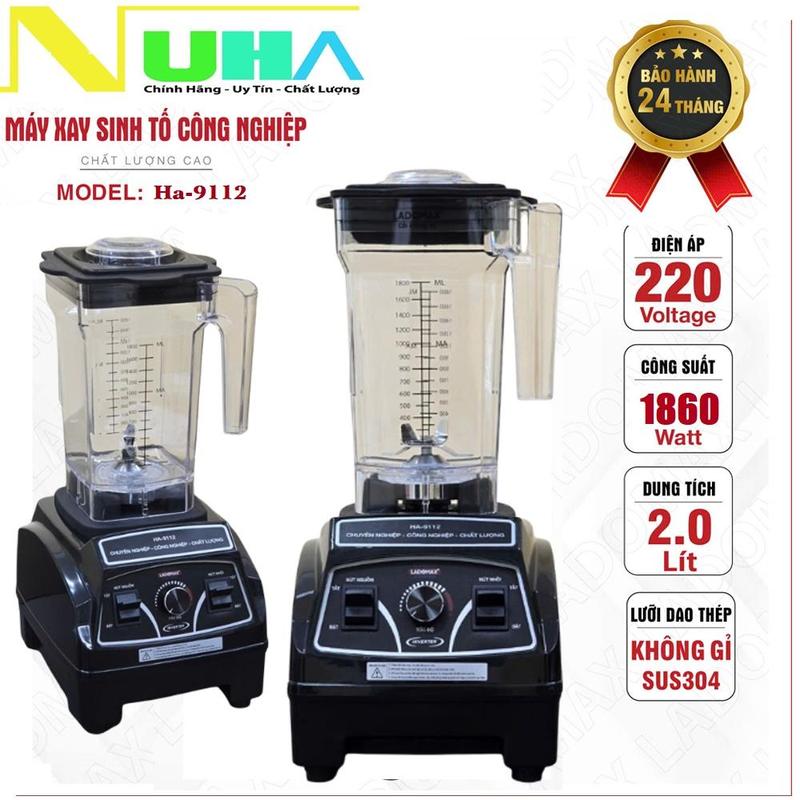 Máy xay sinh tố công nghiệp Ladomax Ha-9112 công suất 1860W, dùng cho quán, xay đá, rau má, hạt khô...