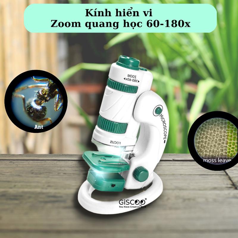 Kính hiển vi điện tử cầm tay Giscoo có đế đi kèm, zoom quang học 60-120x