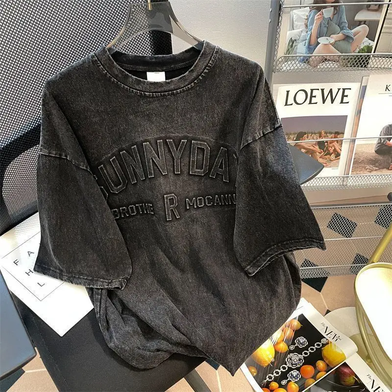 Áo Thun Phong Cách Cổ Điển Mỹ Mùa Hè, Phong Cách Unisex, Dáng Rộng Vừa Vặn, Thời Trang Trung Quốc Dễ Phối Đồ, ngắn Tay, Thích Hợp Cho Phụ Nữ Và Nam Giới, Cặp Đôi, Tỷ Lệ Mua Lại 45%