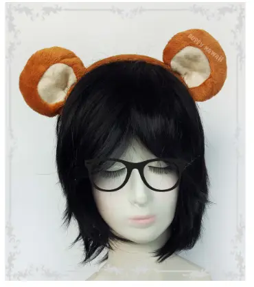 Bando beruang rilakkuma teddy bear velboa cute costume halloween party brown kawaii cosplay monkey Dewasa 1