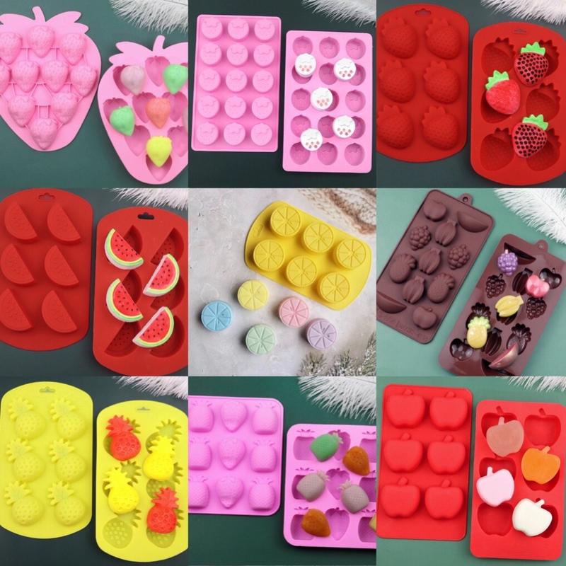 HCM-KHUÔN SILICON RAU CỦ, TRÁI CÂY, 6 TRÁI CAM, TÁO, DƯA HẤU, DÂU TÂY, DỨA THƠM, LÀM SOCOLA, THẠCH  RAU CÂU, PUDDING BỘI SHOP