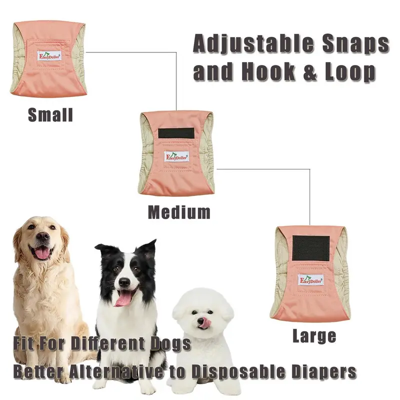 Reusable Dog Cloth Diaper, 3 Counts/set Washable Cloth Pet Belly Wrap, Puppy Dog Underwear, Eco-friendly Pet Care Diapers 8