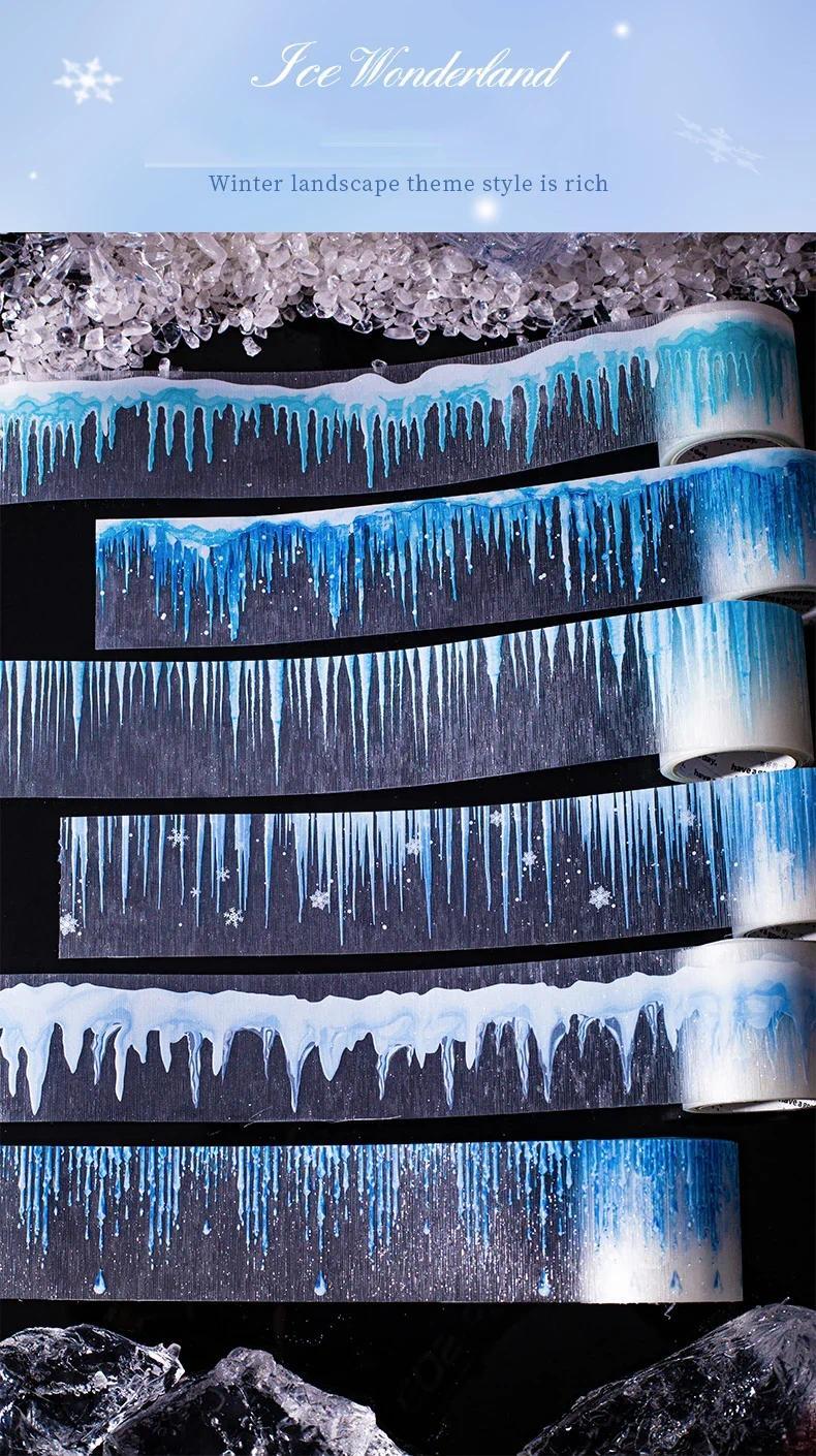 Product Introduction of JIANWU 40mm*200cm Ice Wonderland Series Vintage Winter Snow Material Collage Landscaping PET Tape Creative Journal Stationery 4