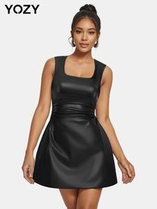 YOZY Women's Solid Backless Dress, Fashion Casual Tie Back Sleeveless Short Dress for Party Club Dating Wear, Women Dress for Summer