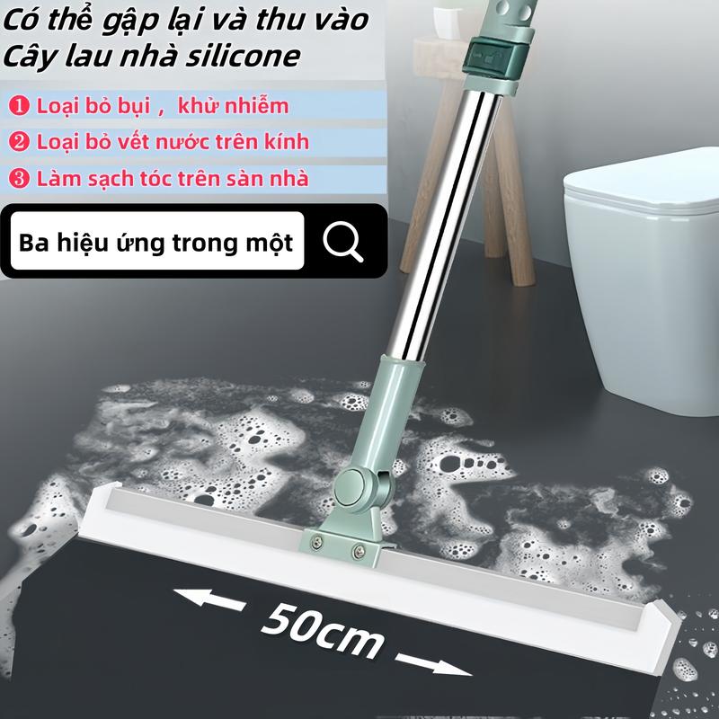 [có thể xoay cây lau nhà] 50cm Cây gạt nước sàn nhà chổi silicon quét nước nhà tắm, cây cào đẩy nước thông minh cán dài,sàn nhà vệ sinh tiết kiệm không gian chổi