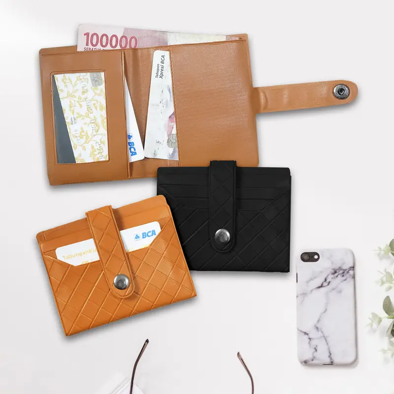 038 DOMPET MINI KARTU MODEL GARIS-GARIS / DOMPET UANG DAN KARTU MINI / DOMPET MINI KANCING DETAIL GARIS" 0