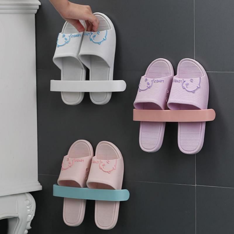 Giá Để Dép Treo Tường, Hàng Mới Về, Không Cần Đục Lỗ, Móc Treo Đồ Lặt Vặt, Chịu Lực, Thích Hợp Cho Khăn Và Thoát Nước, Tiết Kiệm Không Gian, Giá Để Giày Trong Phòng Tắm, Cuộc Sống Dễ Dàng 1