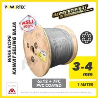 Gambar POWERTEC Wire Rope / Kawat Seling Baja 6x12 7FC PVC 3-4mm   - 1 Meter dari megajaya.co.id Kota Administrasi Jakarta Pusat 1 Tokopedia
