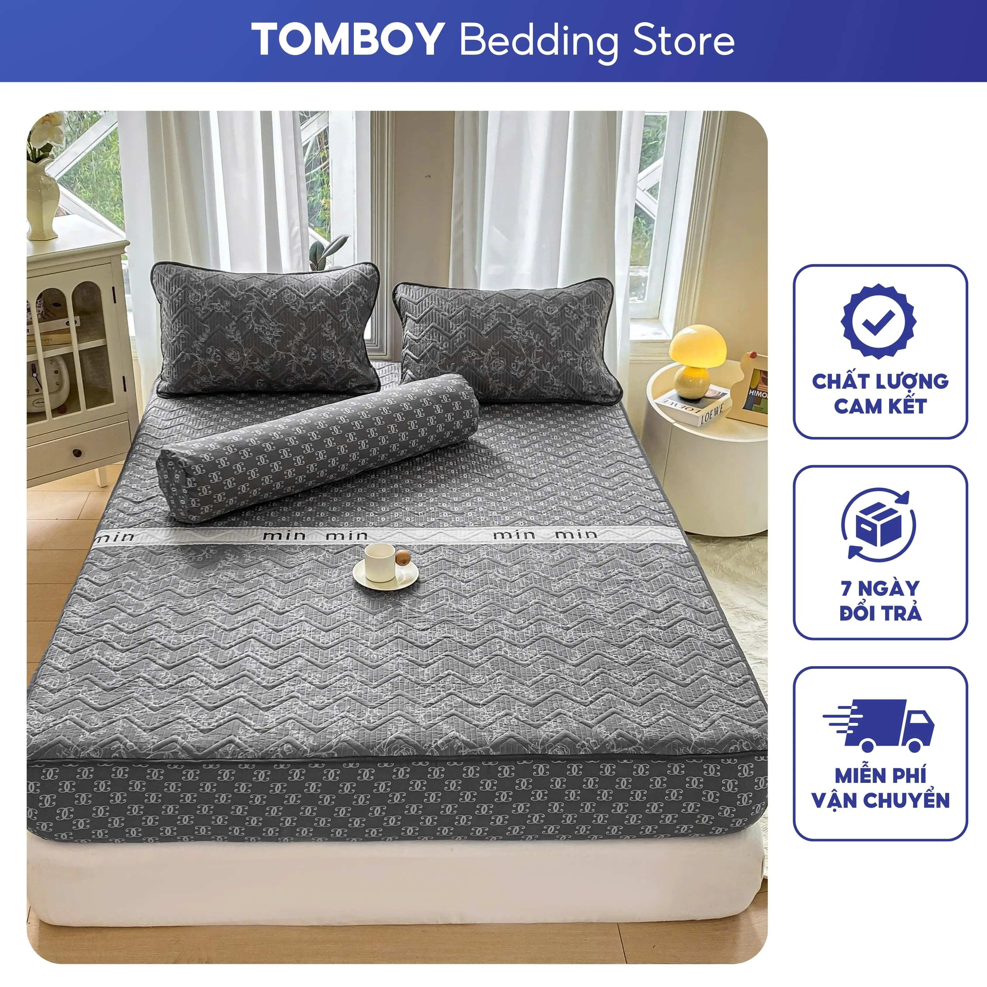 Ga gối cotton đũi trần bông Tomboy Bedding mềm mịn thoáng mát tặng kèm vỏ gối ôm