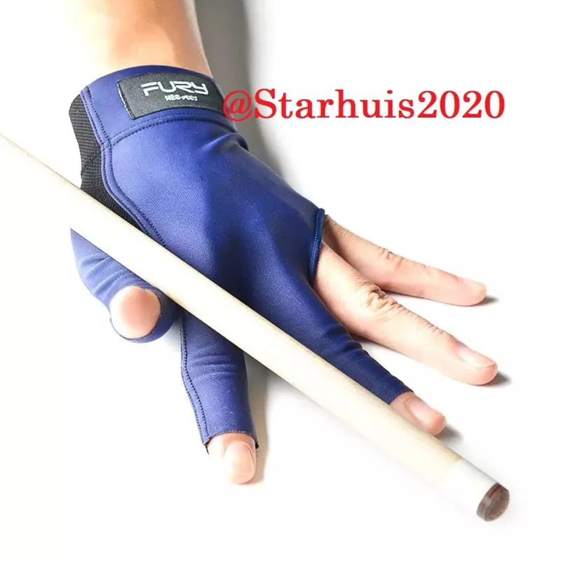Fury Pro Glove - Open Finger - Sarung Tangan Biliar Billiard Pool Gloves Hitam dan Biru Ball 0