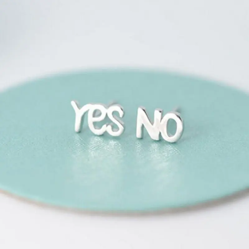 Asymmetric Alphabet Anti-allergic Letters Yes And No Personality Exquisite Earrings  E237