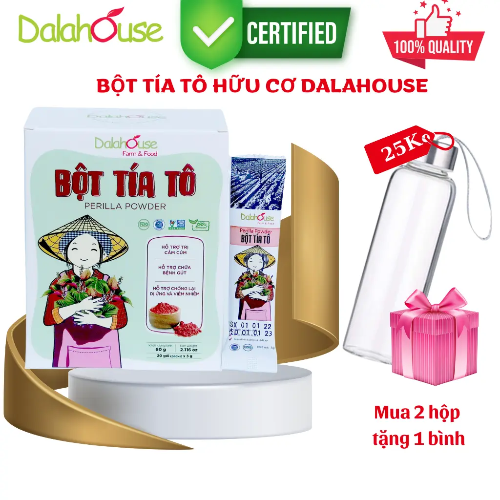Bột tía tô sấy lạnh Dalahouse, nguyên chất chuẩn organic, hỗ trợ hệ xương khớp
