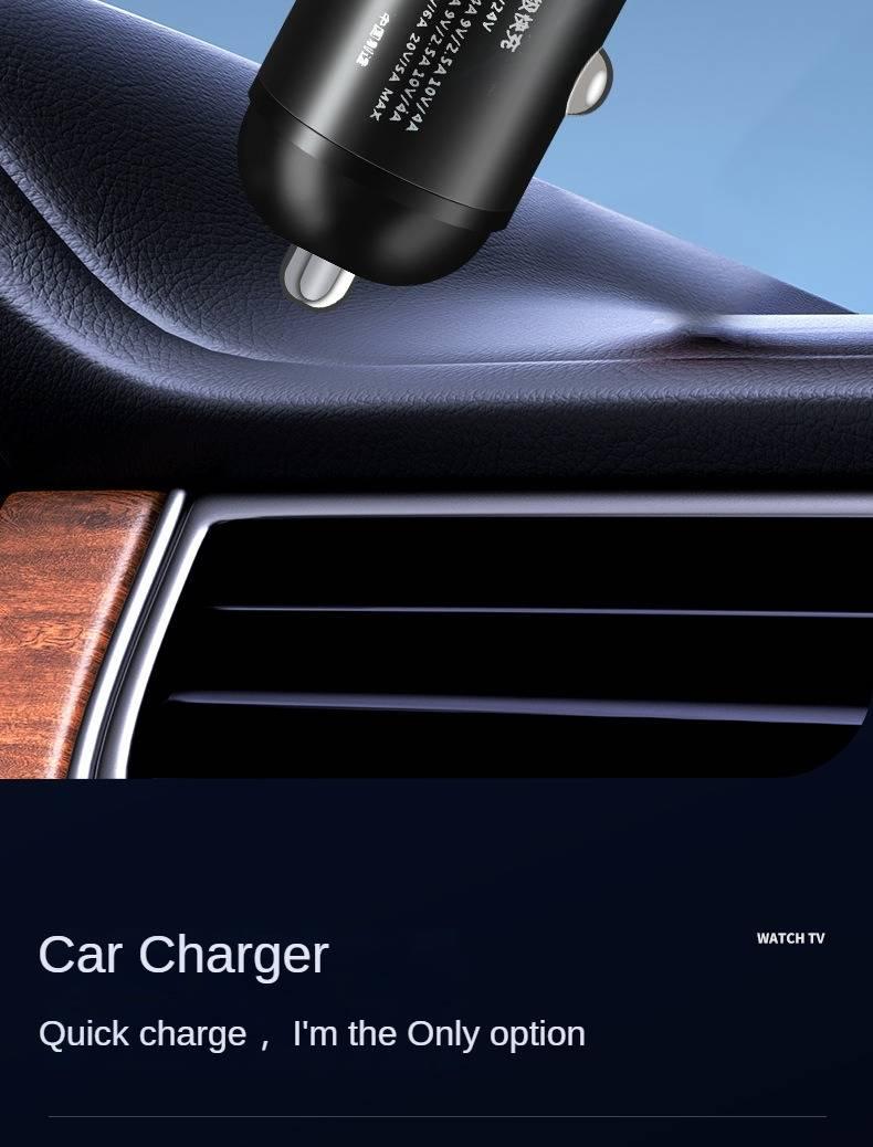 Product Introduction of 100W Mini Car  Charger , Car 12V/24V Converter Plug , Car    Usb Expansion Plug For iPhone / Oneplus  /Samsung / Vivo /Oppo /Huawei /Glory Mini Invisible Dual Port Car Charger car  charger fast charging 4