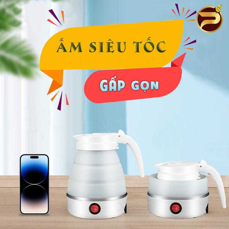 Ấm Siêu Tốc Mini Gấp Gọn Du Lịch, Ấm Đun Nước Pha Trà, Sữa Nhỏ Gọn 600ml Bảo Hành 12 Tháng