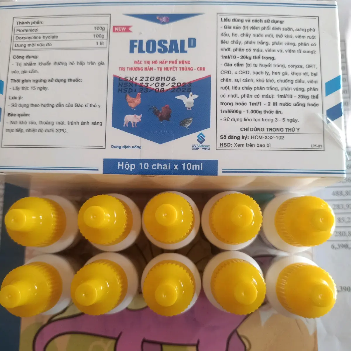 combo 10lọ FLOSAL D 10ml thuốc trị hô hấp trên gà.