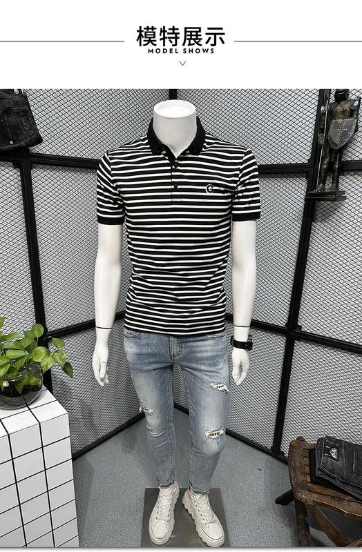 Product Introduction of Áo Polo Thêu, Dành Cho Nam Giới, Thương Hiệu Thời Trang Mùa Hè, Áo Thun Sọc, Thời Trang Cao Cấp Thường Ngày Có Ve Áo, Dáng Ôm, Dễ Phối Đồ, Áo Thun ngắn Tay Cộc Tay 3